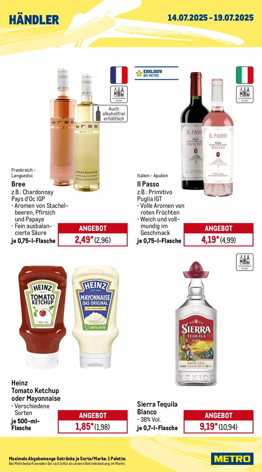 Aktueller Prospekt Metro - Wochen-Angebote Händler - von 14.07 bis 19.07.2025 - strona 3 - produkty: angebot, beere, beeren, bifi, bree, chardonnay, flasche, freixenet, frucht, früchte, früchten, getränk, getränke, Havana Club, heinz, honig, jacobs, jacobs krönung, ketchup, mac, mayonnaise, Metro, metro gastro, Palette, Papaya, passo, pfirsich, primitivo, Sierra, sierra tequila, Stachelbeeren, tequila, Ti, tomato ketchup, usb, Yo