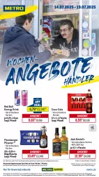 Gazetka promocyjna Metro - Wochen-Angebote Händler - Gazetka - ważna od 19.07 do 19.07.2025 - strona 1 - produkty: abholpreise, angebot, angebote, bügel, bügelflasche, burger, coca-cola, cola, coupon, drink, eis, energy drink, flasche, flensburger, getränk, getränke, ilag, jack daniel, Metro, Palette, pils, pilsener, Rauch, red bull, reis, rwe, Ti, tiefpreis