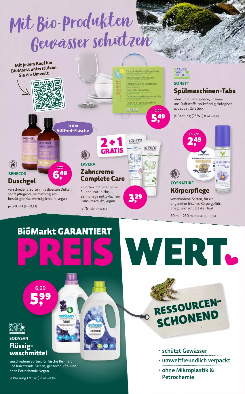 Aktueller Prospekt Denns Biomarkt - Prospekte - von 13.09 bis 26.09.2023 - strona 15 - produkty: Abba, asti, Bau, bio, creme, duschgel, ente, flasche, körperpflege, lavera, Leuchte, leuchten, natur, Schütze, Soda, spülmaschinen, Ti, waschmittel, zahncreme