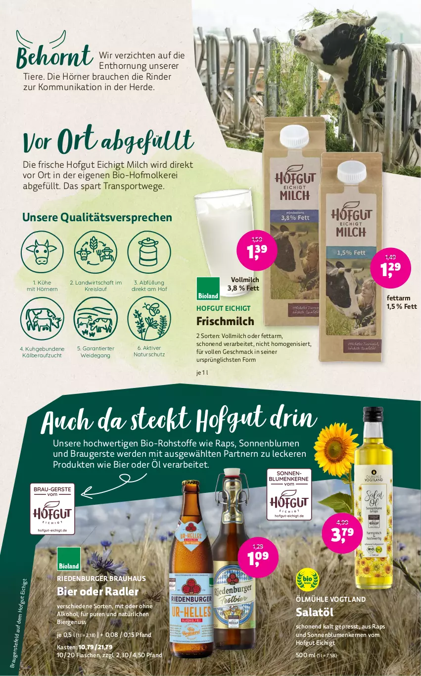 Aktueller Prospekt Denns Biomarkt - Prospekte - von 13.09 bis 26.09.2023 - strona 3 - produkty: alkohol, bier, bio, blume, blumen, burger, eis, erde, flasche, hofgut, mac, milch, natur, nuss, oder radler, ohne alkohol, radler, Rauch, reis, rind, rinder, salat, sonnenblume, sonnenblumen, Sonnenblumenkerne, sonnenblumenkernen, Sport, Ti, Tiere, vollmilch