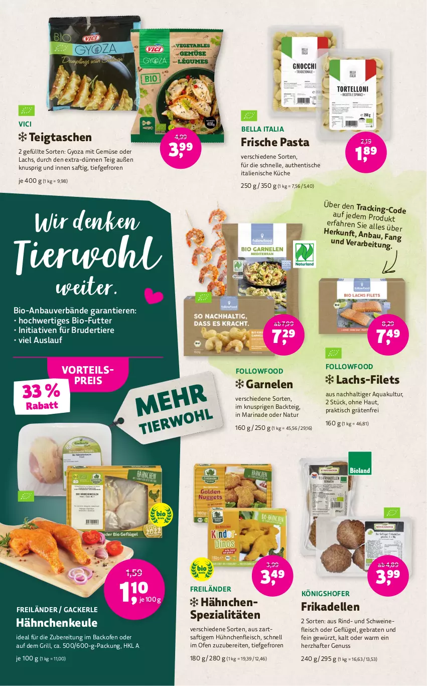 Aktueller Prospekt Denns Biomarkt - Prospekte - von 13.09 bis 26.09.2023 - strona 8 - produkty: aqua, backofen, Bau, bio, braten, dell, eis, elle, filet, filets, fleisch, frikadellen, Frische Pasta, garnelen, Geflügel, gewürz, grill, küche, lachs, marinade, mit gemüse, natur, nuss, Ofen, pasta, reis, rind, saft, schwein, schweine, schweinefleisch, Spezi, Tasche, taschen, Ti, Tiere, tisch, vorteilspreis, wein, weine, Yo