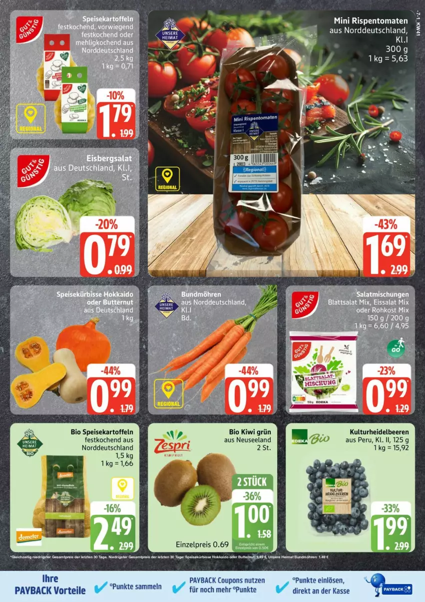 Aktueller Prospekt Edeka - Prospekte - von 06.10 bis 11.10.2025 - strona 7 - produkty: beere, beeren, bio, coupon, coupons, eis, Elan, heidelbeere, heidelbeeren, kartoffel, kartoffeln, kiwi, payback, rispentomaten, speisekartoffeln, tee, tomate, tomaten