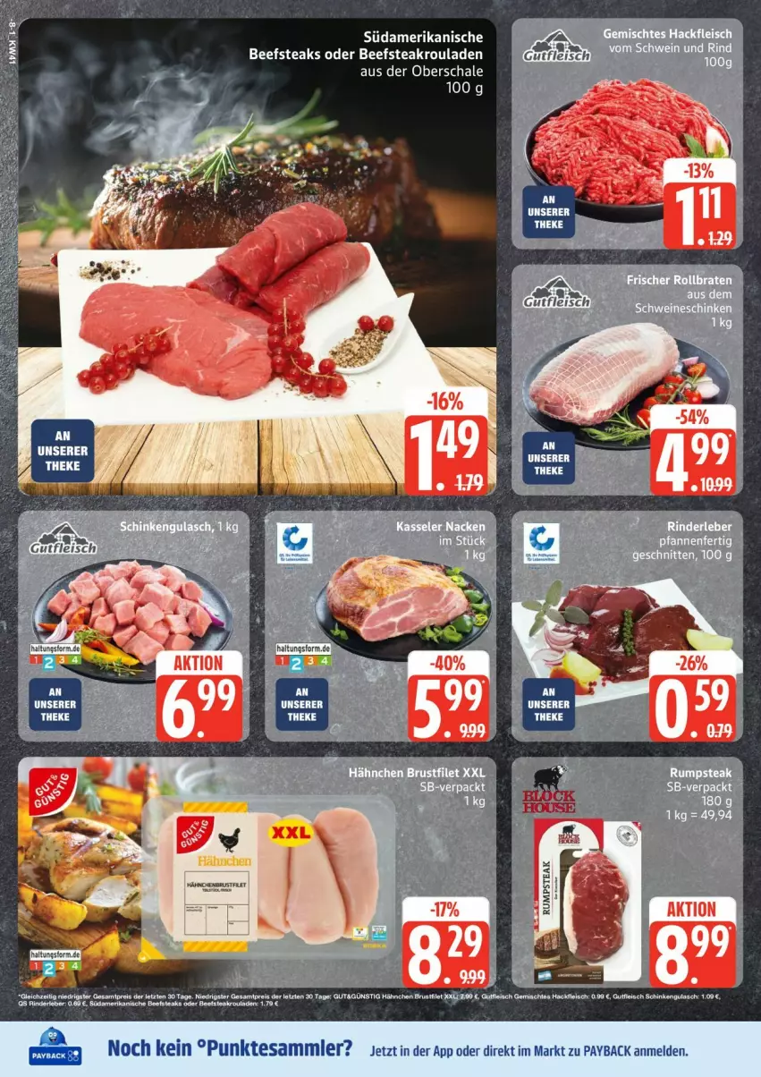 Aktueller Prospekt Edeka - Prospekte - von 06.10 bis 11.10.2025 - strona 8 - produkty: beef, brustfilet, eis, filet, fleisch, hackfleisch, payback, pfanne, pfannen, rind, rinder, Rinderleber, rouladen, rum, rumpsteak, Schal, Schale, steak, steaks, tesa, Ti