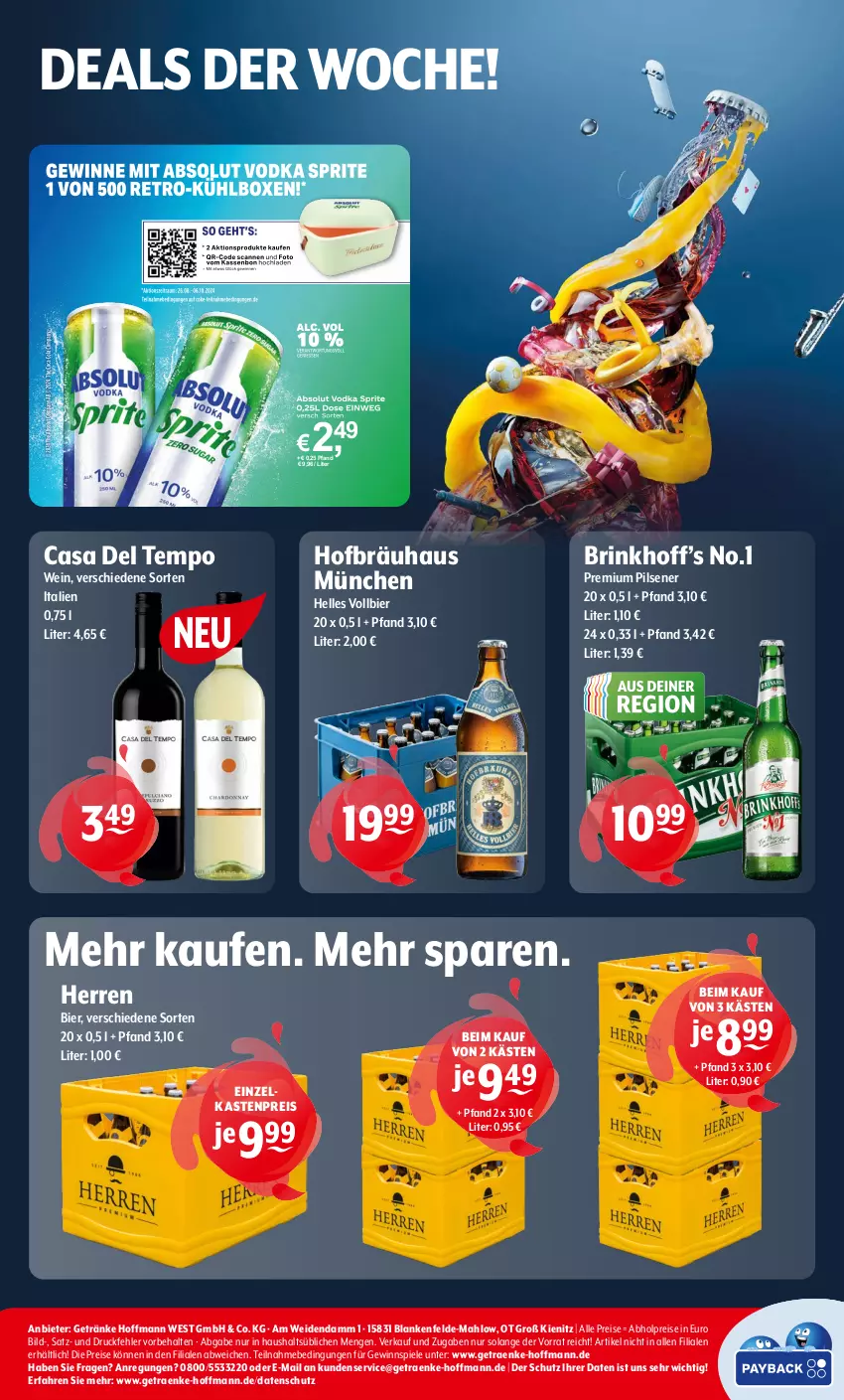 Aktueller Prospekt Getraenke Hoffmann - Prospekte - von 23.09 bis 28.09.2024 - strona 8 - produkty: abholpreise, bier, eis, elle, getränk, getränke, gewinnspiel, pils, pilsener, premium pils, reis, Spiele, Tempo, Ti, wein