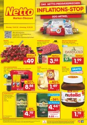 Gazetka promocyjna Netto Marken-Discount - Filial-Angebote - Gazetka - ważna od 18.06 do 18.06.2022 - strona 1 - produkty: angebot, bestpreis, bohne, butter, coca-cola, cola, creme, Dairygold, deutschlandcard, eis, fleisch, fol epi, früchte, gin, hackfleisch, hackfleisch gemischt, irische butter, jacobs, jacobs krönung, kaffee, kirsch, kirsche, kirschen, ndk, Nougatcreme, nuss, nutella, reis, rind, schwein, Streichzart, Ti, Tiere, versandkostenfrei, wein, ZTE