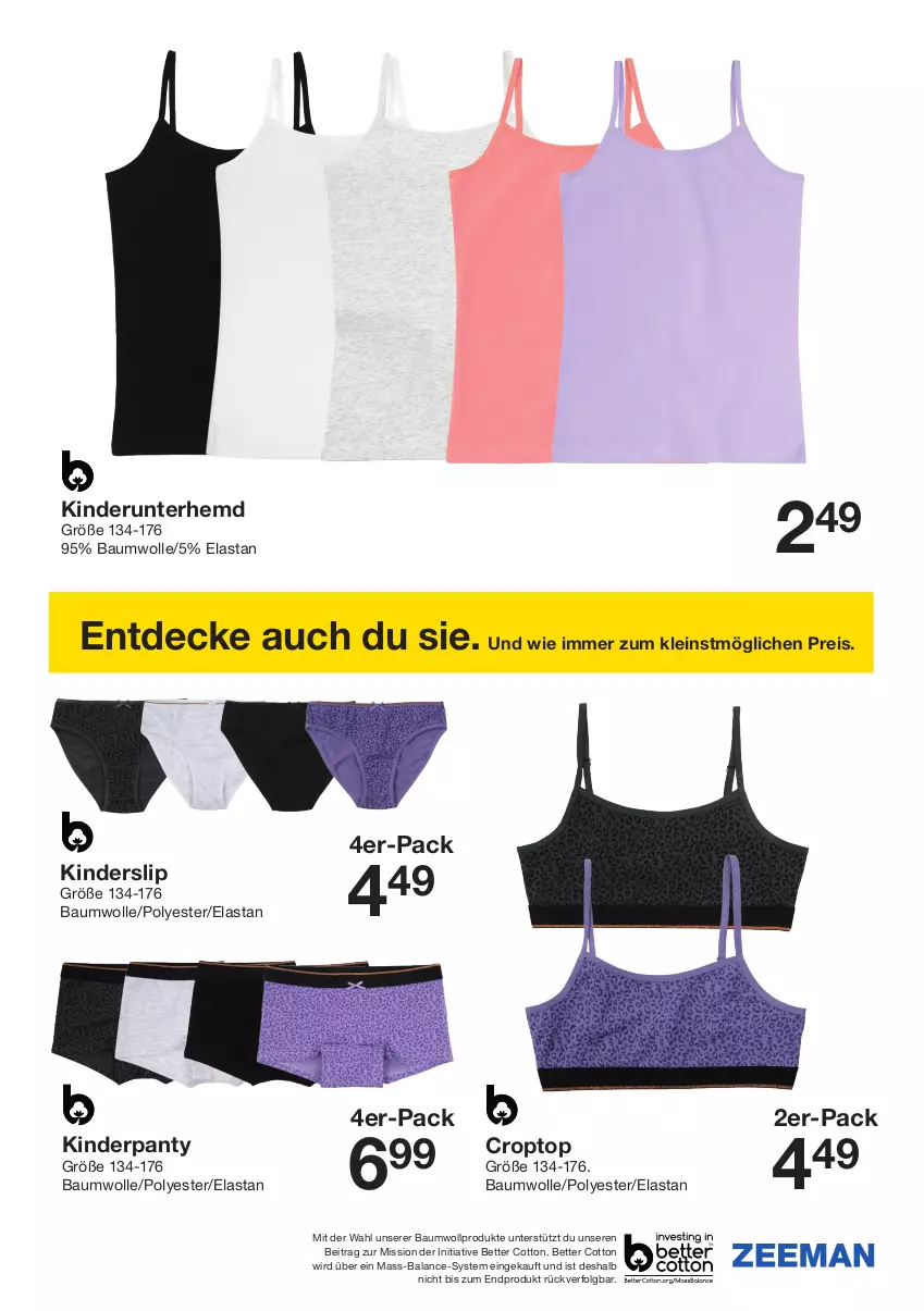 Aktueller Prospekt Zeeman - Prospekte - von 28.09 bis 11.10.2024 - strona 11 - produkty: Bau, baumwolle, bett, Croptop, decke, eis, hemd, Kinder, LG, panty, reis, slip, Ti, Unterhemd, wolle