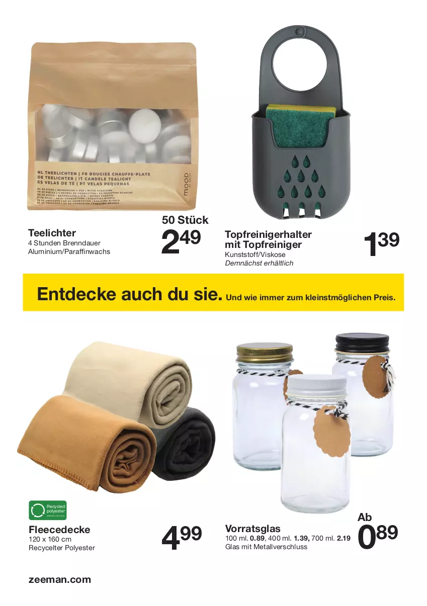 Aktueller Prospekt Zeeman - Prospekte - von 28.09 bis 11.10.2024 - strona 18 - produkty: auer, decke, eis, fleecedecke, reiniger, reis, tee, Teelicht, teelichte, topf