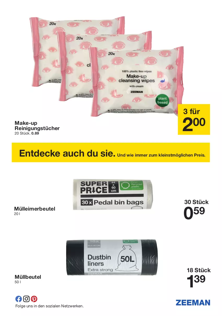 Aktueller Prospekt Zeeman - Prospekte - von 28.09 bis 11.10.2024 - strona 19 - produkty: beutel, decke, eimer, eis, leimer, LG, Make-up, müllbeutel, Reinigung, reinigungstücher, reis, tücher