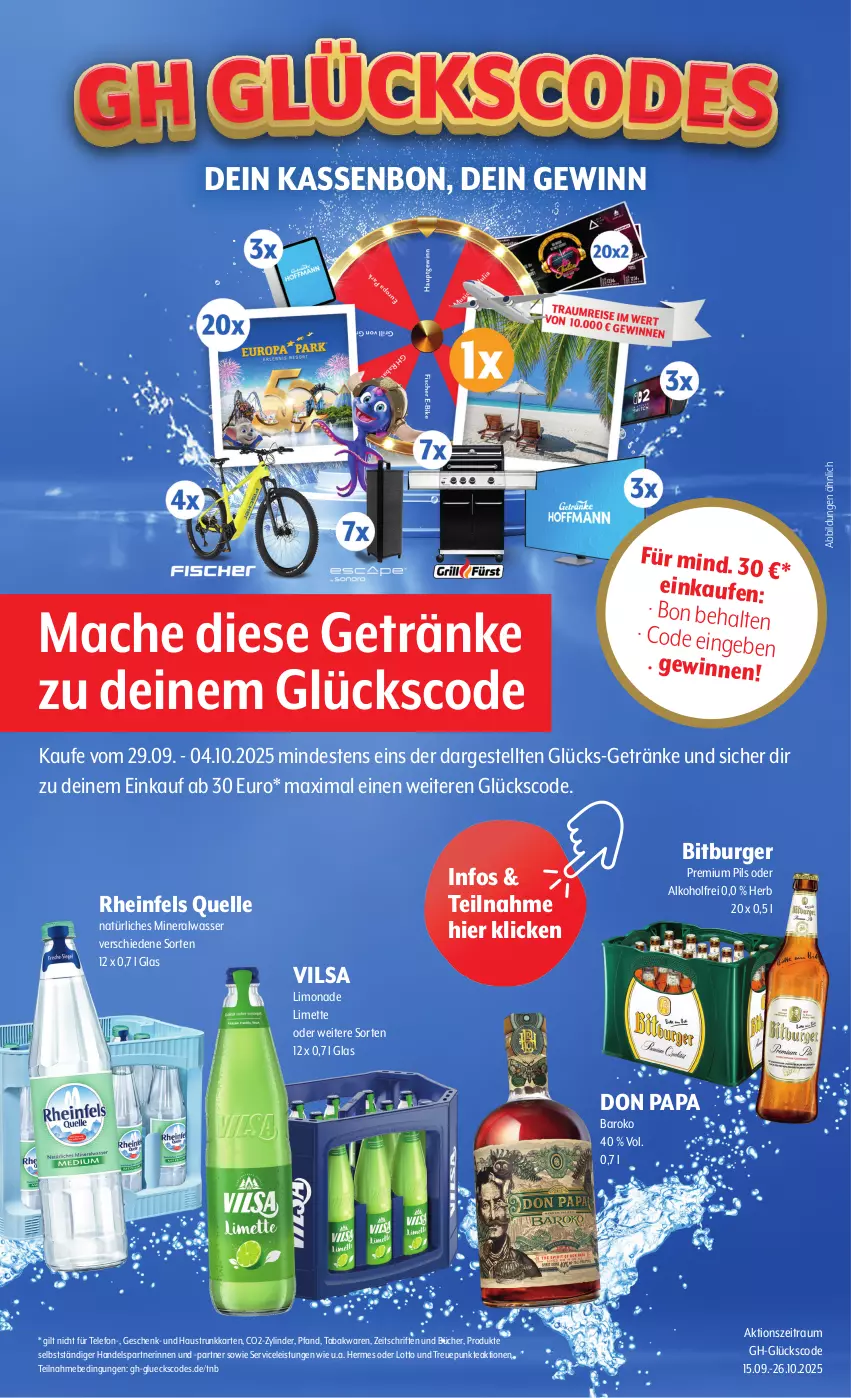 Aktueller Prospekt Getraenke Hoffmann - Prospekte - von 29.09 bis 04.10.2025 - strona 12 - produkty: alkohol, Alwa, aust, bitburger, burger, eis, elle, getränk, getränke, limette, limo, limonade, mac, Mett, mineralwasser, natürliches mineralwasser, pils, premium pils, rheinfels quelle, telefon, Ti, vilsa, wasser