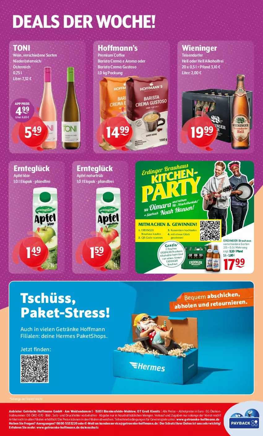 Aktueller Prospekt Getraenke Hoffmann - Prospekte - von 29.09 bis 04.10.2025 - strona 8 - produkty: abholpreise, alkohol, apfel, eis, erdinger, flasche, getränk, getränke, gewinnspiel, mac, natur, reis, rwe, Spiele, Ti, wein
