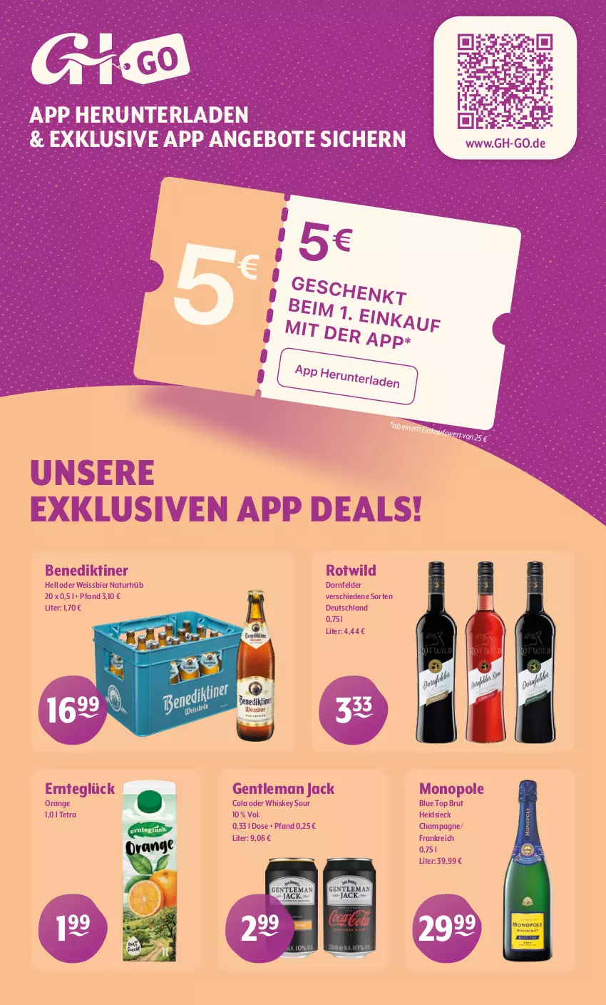 Aktueller Prospekt Getraenke Hoffmann - Prospekte - von 29.09 bis 04.10.2025 - strona 9 - produkty: angebot, angebote, Benediktiner, bier, brut, champagne, cola, dornfelder, eis, natur, orange, Ti, weissbier, whiskey, Wild