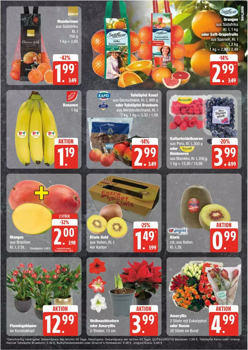 Aktueller Prospekt Edeka - Prospekte - von 04.11 bis 09.11.2024 - strona 5 - produkty: acer, banane, bananen, beere, beeren, blume, eis, heidelbeere, heidelbeeren, himbeer, himbeere, himbeeren, kiwi, mandarine, mandarinen, mango, mangos, reis, rosen, tafeläpfel, Ti, topf, Weihnachtsstern, ZTE