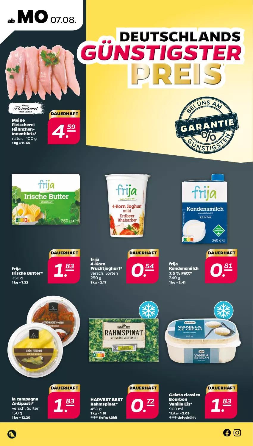 Aktueller Prospekt Netto - Woche 32 - von 07.08 bis 12.08.2023 - strona 30 - produkty: antipasti, asti, auer, bourbon, bourbon vanille, butter, classico, eis, filet, filets, fleisch, Fleischerei, frucht, fruchtjoghurt, irische butter, joghur, joghurt, kondensmilch, korn, milch, natur, reis, Schere, spinat, Ti, vanille