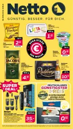 Gazetka promocyjna Netto - Woche 32 - Gazetka - ważna od 12.08 do 12.08.2023 - strona 1 - produkty: aldi, almighur, almighurt, auer, aufbewahrungstasche, Berger, bohne, bohnen, braun, bürste, deka, discount, ehrmann, ehrmann almighurt, eis, elle, haarschneider, jacobs, jacobs krönung, kaffee, kaffeebohnen, Knusperflocken, ladekabel, lätta, margarine, monitor, mozzarella, pils, pilsner, radeberger, radeberger pilsner, regal, Reinigung, reinigungsbürste, reis, rel, schnellladefunktion, Tasche, Ti, tisch