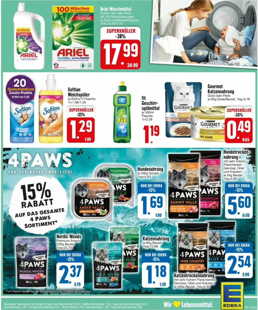 Aktueller Prospekt Edeka - Prospekte - von 29.04 bis 04.05.2024 - strona 25 - produkty: beutel, eier, eis, flasche, fleisch, geschirr, hundenahrung, katzennahrung, kräuter, kräutern, obst, Softlan, Trockennahrung, weichspüler