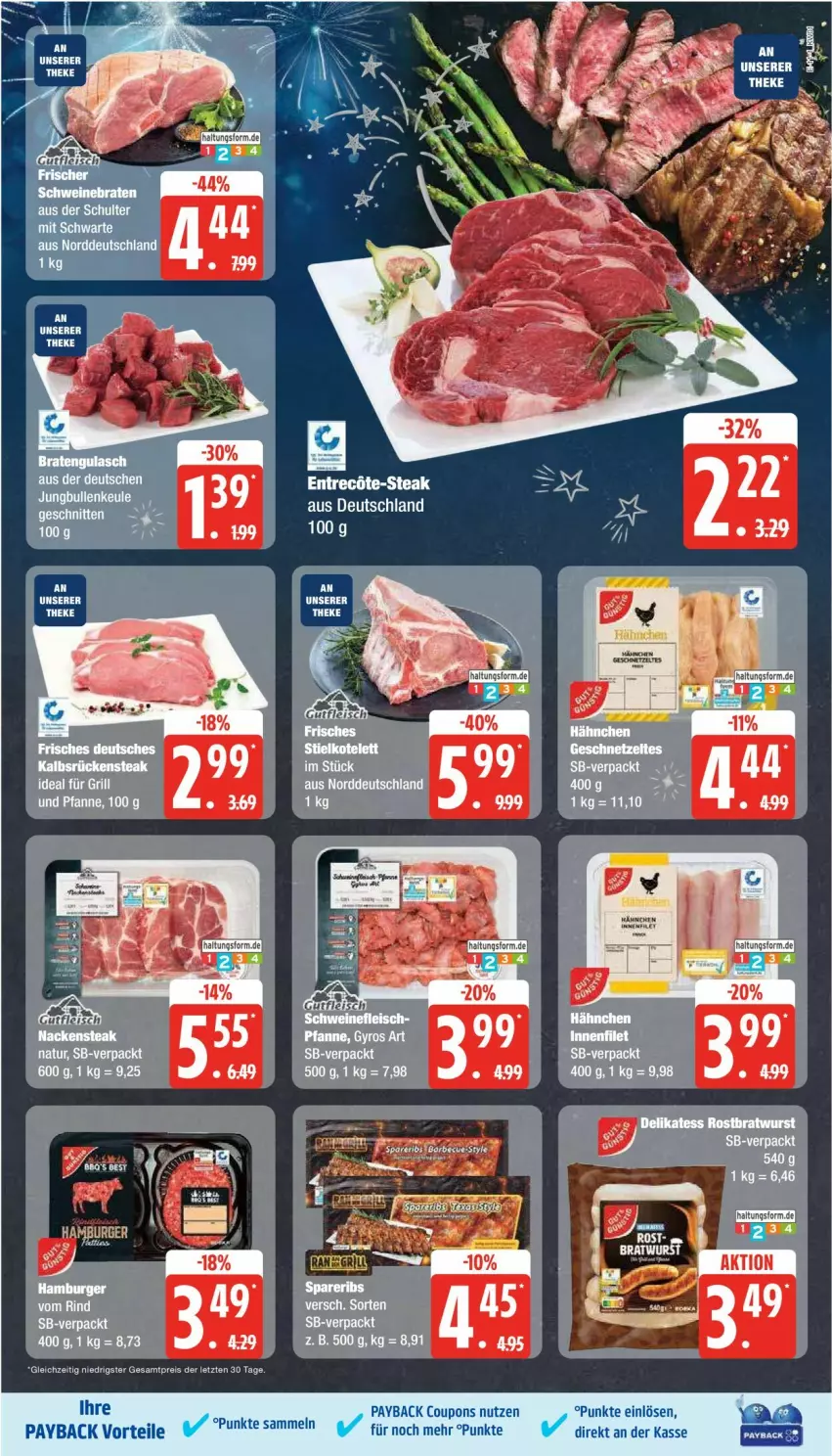 Aktueller Prospekt Edeka - Prospekte - von 30.12.2025 bis 04.01.2026 - strona 11 - produkty: coupon, coupons, eis, grill, gulasch, ideal für grill, payback, reis, Rückensteak, schnitten, steak, Ti, ZTE