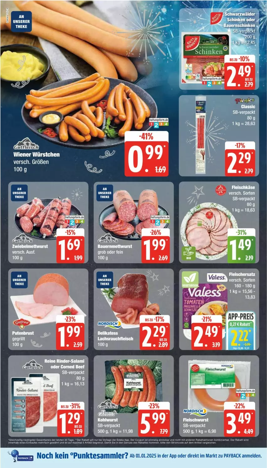 Aktueller Prospekt Edeka - Prospekte - von 30.12.2025 bis 04.01.2026 - strona 12 - produkty: coupon, deka, eis, fleisch, fleischwurst, nuss, payback, reis, tesa, Ti, wurst, ZTE