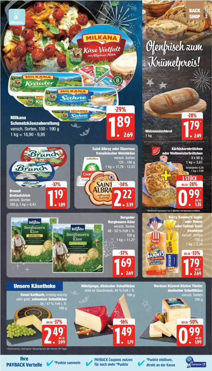 Aktueller Prospekt Edeka - Prospekte - von 30.12.2025 bis 04.01.2026 - strona 13 - produkty: auer, Bau, Bauer, brötchen, coupon, coupons, dänischer schnittkäse, eis, ente, Käse, käsetheke, mac, Meister, milka, milkana, payback, reis, Schmelzkäse, schmelzkäsezubereitung, schnittkäse, Ti, ZTE