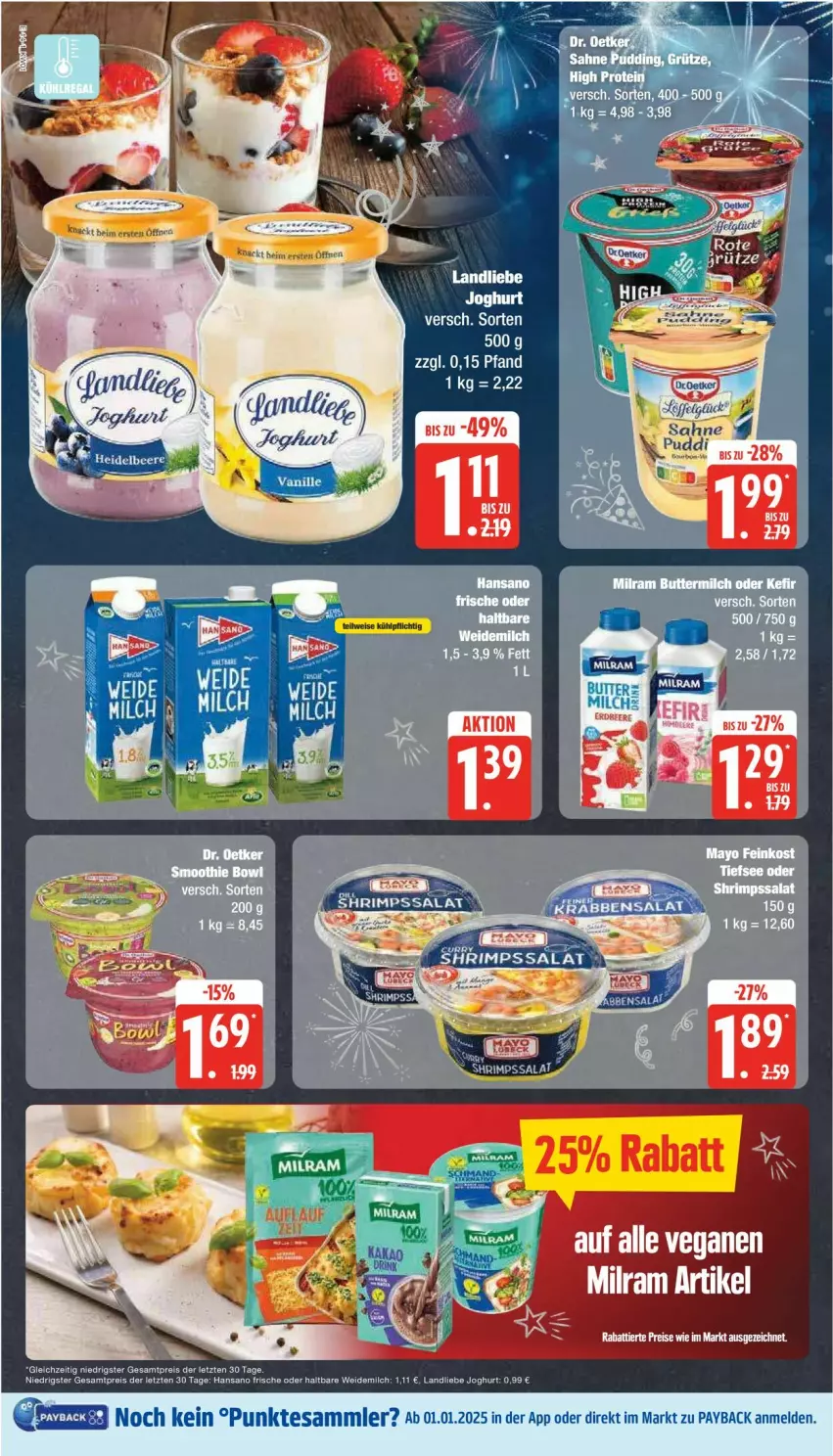 Aktueller Prospekt Edeka - Prospekte - von 30.12.2025 bis 04.01.2026 - strona 14 - produkty: eis, joghur, joghurt, landliebe, landliebe joghurt, milch, milram, payback, reis, sahne, tesa, Ti, weidemilch, ZTE