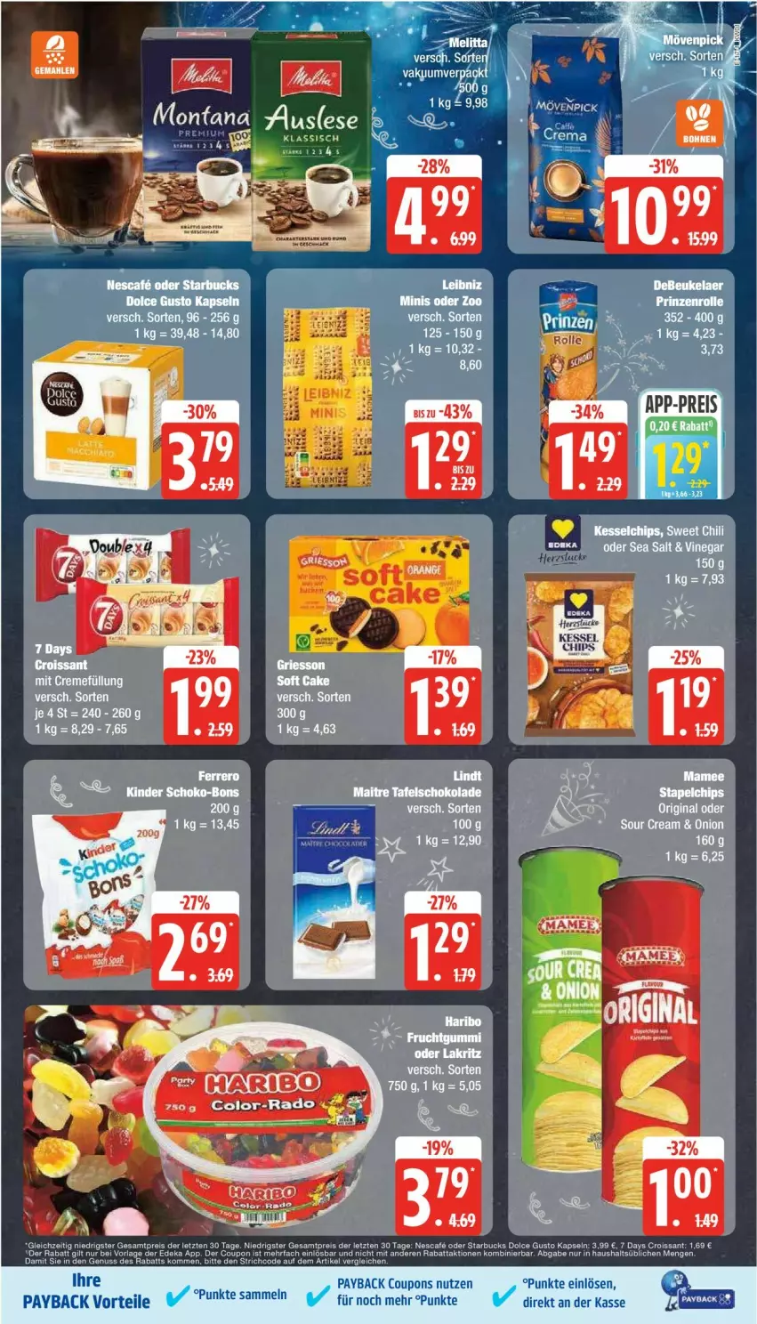 Aktueller Prospekt Edeka - Prospekte - von 30.12.2025 bis 04.01.2026 - strona 17 - produkty: coupon, coupons, creme, Croissant, dolce gusto, eis, gin, Kette, LG, melitta, montana, mövenpick, payback, reis, starbucks, Ti, tuc, ZTE