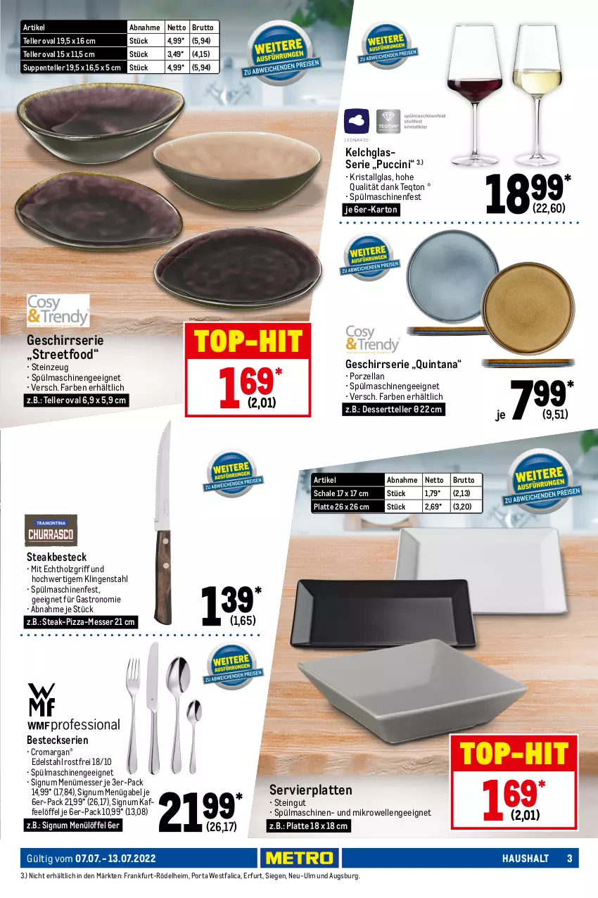 Aktueller Prospekt Metro - NonFood - von 07.07 bis 13.07.2022 - strona 3 - produkty: besteck, braten, brita, brut, cin, decke, Deckel, dessert, Dessertteller, edelstahl, eis, elle, ente, gabel, geschirr, Geschirrserie, getränk, Glasdeckel, herdarten, Holz, kaffee, küche, Küchen, Küchenhelfer, latte, LG, Löffel, mac, Maxtra, messer, mikrowelle, natur, natura, pepsi, pfanne, pfannen, Pinzette, pizza, reis, Schal, Schale, Servierplatten, sirup, spülmaschinen, steak, steakbesteck, suppe, suppen, teller, Ti, top-hit, wasser, wasserfilter, wok