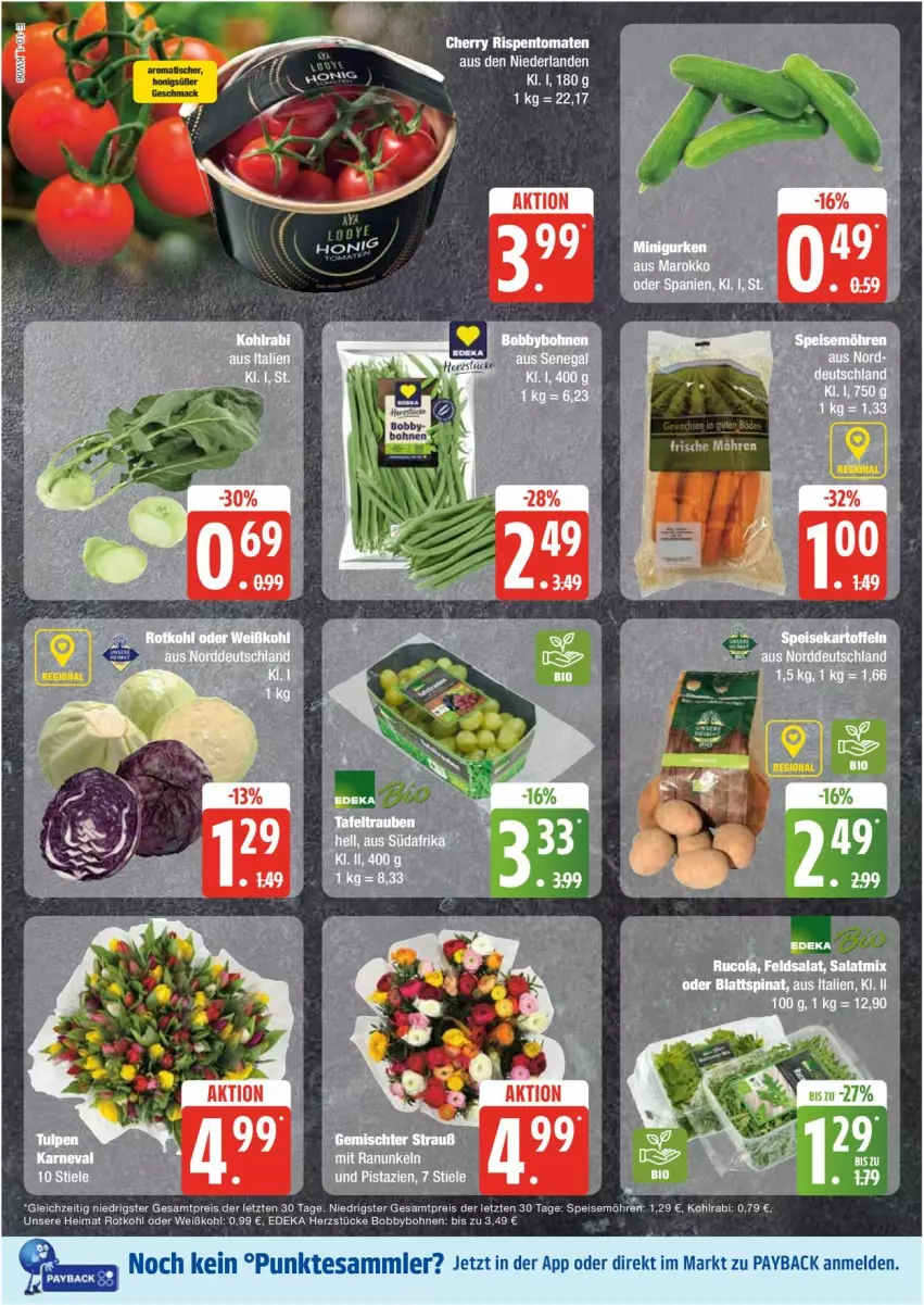 Aktueller Prospekt Edeka - Prospekte - von 03.02 bis 08.02.2025 - strona 10 - produkty: blattspinat, bohne, bohnen, cola, deka, eis, Engel, feldsalat, kohlrabi, payback, pistazien, reis, rispentomaten, rotkohl, rucola, salat, spinat, tesa, Ti, tomate, tomaten, Weißkohl, ZTE