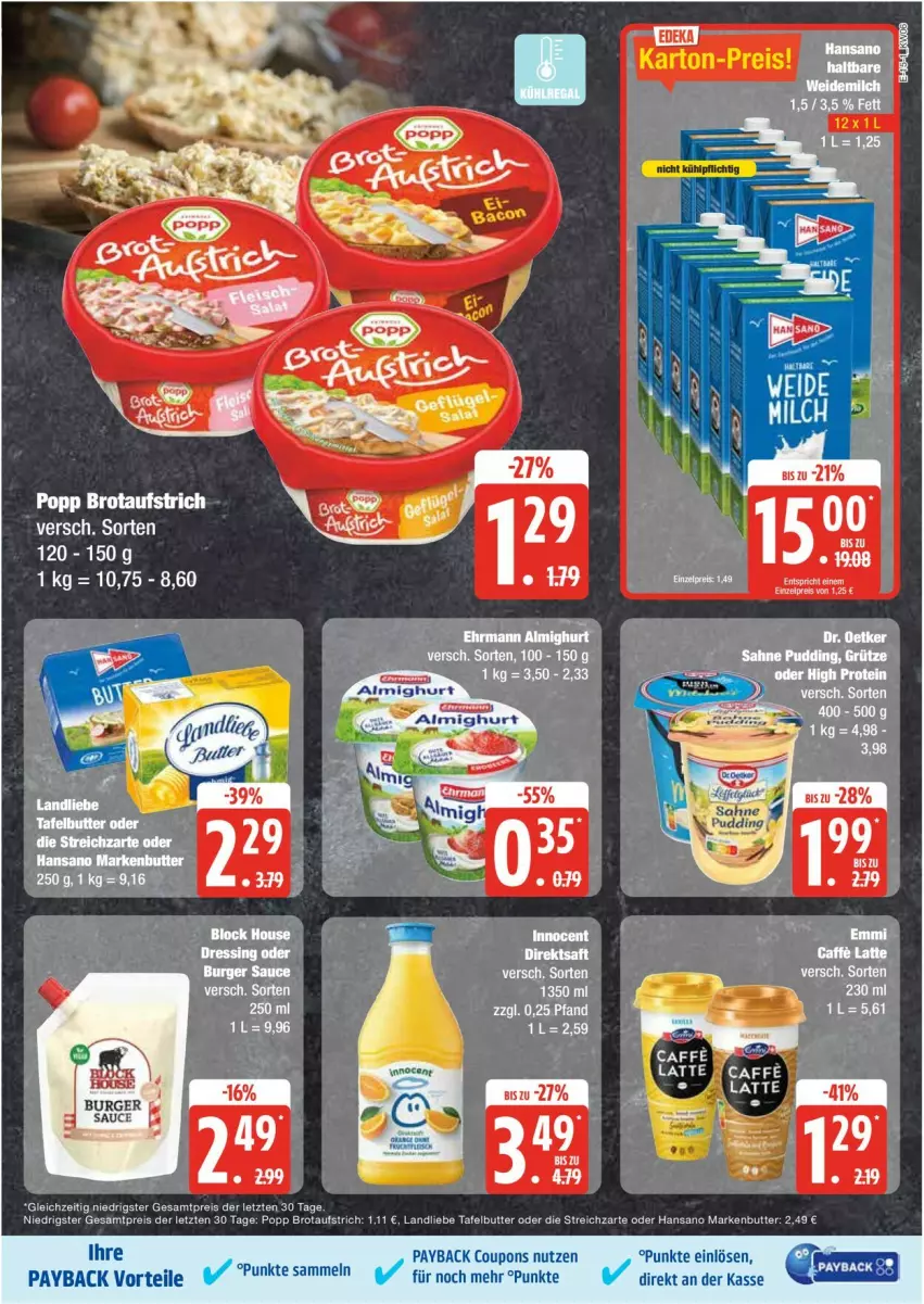 Aktueller Prospekt Edeka - Prospekte - von 03.02 bis 08.02.2025 - strona 15 - produkty: aufstrich, brot, brotaufstrich, butter, coupon, coupons, eis, landliebe, markenbutter, payback, Popp, reis, Streichzart, tee, Ti, ZTE