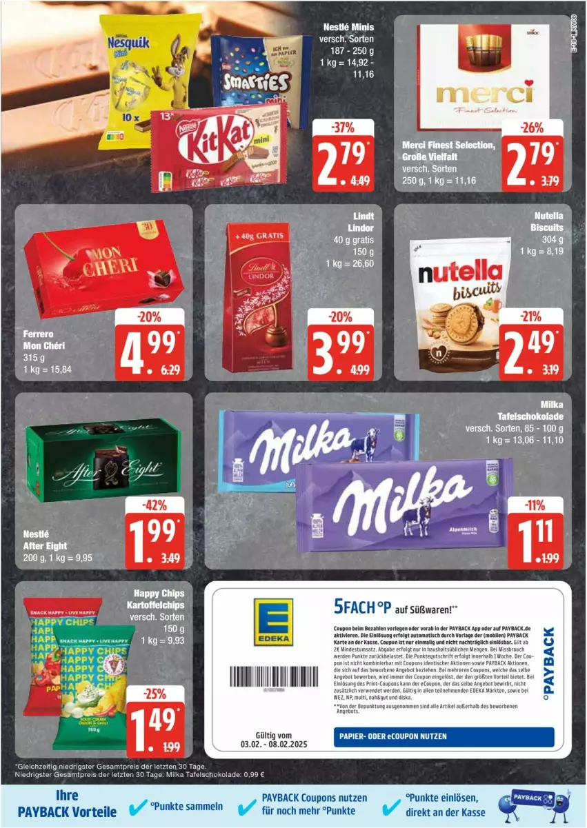 Aktueller Prospekt Edeka - Prospekte - von 03.02 bis 08.02.2025 - strona 19 - produkty: angebot, auto, chips, coupon, coupons, deka, eis, erde, LG, milka, payback, Rauch, reis, rwe, schoko, schokolade, tafelschokolade, Ti, tisch, Yo, ZTE