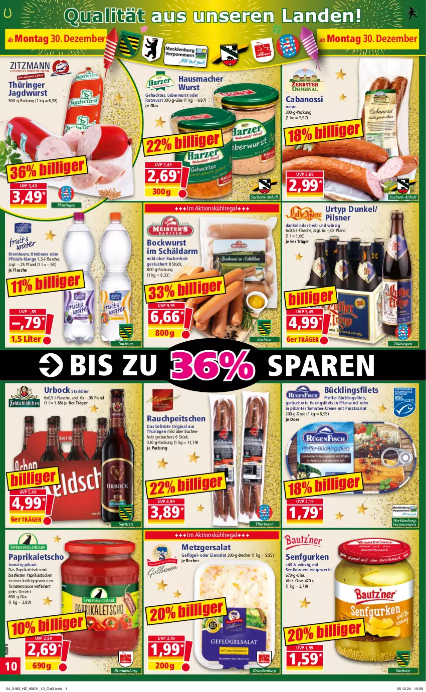 Aktueller Prospekt Norma - Norma - von 30.12.2024 bis 06.01.2025 - strona 10 - produkty: Becher, beere, bier, bockwurst, brombeere, buch, burger, Cabanossi, creme, eier, eiersalat, eis, elle, filet, filets, flasche, fleisch, Fleischerei, Geflügel, gewürz, gin, gurke, gurken, Hausmacher, hering, Herings, heringsfilets, himbeer, himbeere, Holz, HP, jagdwurst, kühlregal, leberwurst, Letscho, mac, mango, natur, paprika, pfeffer, pfirsich, pflanze, pflanzen, Pflanzenöl, pils, pilsner, Pusztasalat, Rauch, regal, ring, Rotwurst, sac, salat, sauce, Schere, senf, Ti, tomate, tomaten, tomatensauce, urtyp, weck, wurst, ZTE