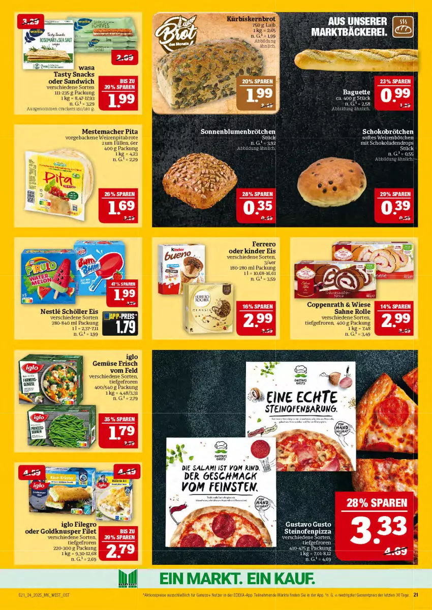 Aktueller Prospekt Marktkauf - Prospekt - von 08.06 bis 14.06.2025 - strona 21 - produkty: aktionspreis, baguette, blume, blumen, brot, brötchen, coppenrath, deka, eis, ferrero, filegro, filet, geback, iglo, Kinder, Kürbis, mac, mestemacher, Müller, müllerin art, nuss, Ofen, pizza, reis, rum, sahne, sandwich, schoko, Schokobrötchen, schokolade, schokoladen, Schöller, snack, snacks, sonnenblume, sonnenblumen, Sonnenblumenbrötchen, steinofen, tee, Ti, wasa, Yo, ZTE