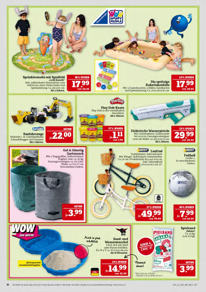 Aktueller Prospekt Marktkauf - Prospekt - von 08.06 bis 14.06.2025 - strona 38 - produkty: ball, Bau, eis, Elan, Fahrrad, Fußball, Garten, Gartensack, korb, Laufrad, LG, Play-Doh, reifen, reis, sac, spielsand, Ti, tragegriff, wasser, wasserpistole