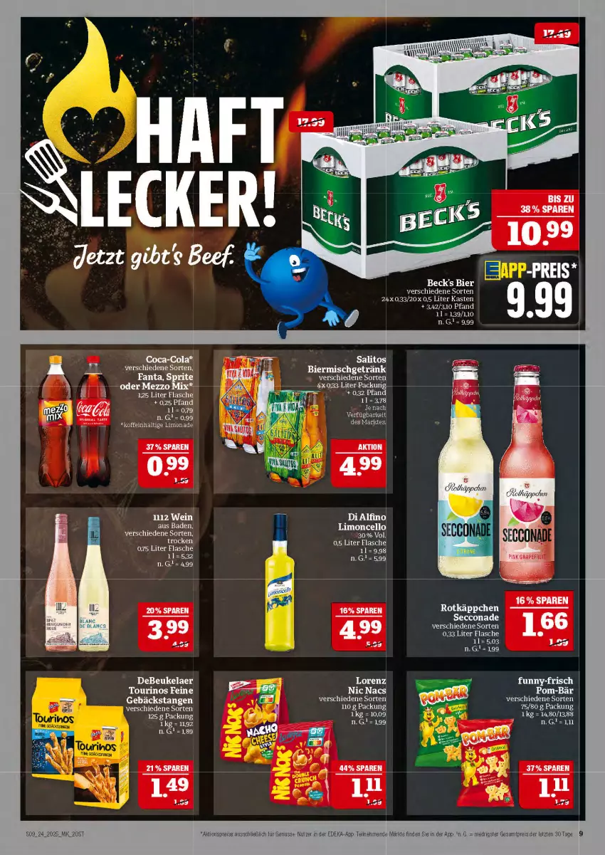 Aktueller Prospekt Marktkauf - Prospekt - von 08.06 bis 14.06.2025 - strona 9 - produkty: aktionspreis, Bad, beck's, bier, coca-cola, cola, debeukelaer, deka, ecco, eis, flasche, getränk, limo, lorenz, nuss, reis, rotkäppchen, Ti, ZTE