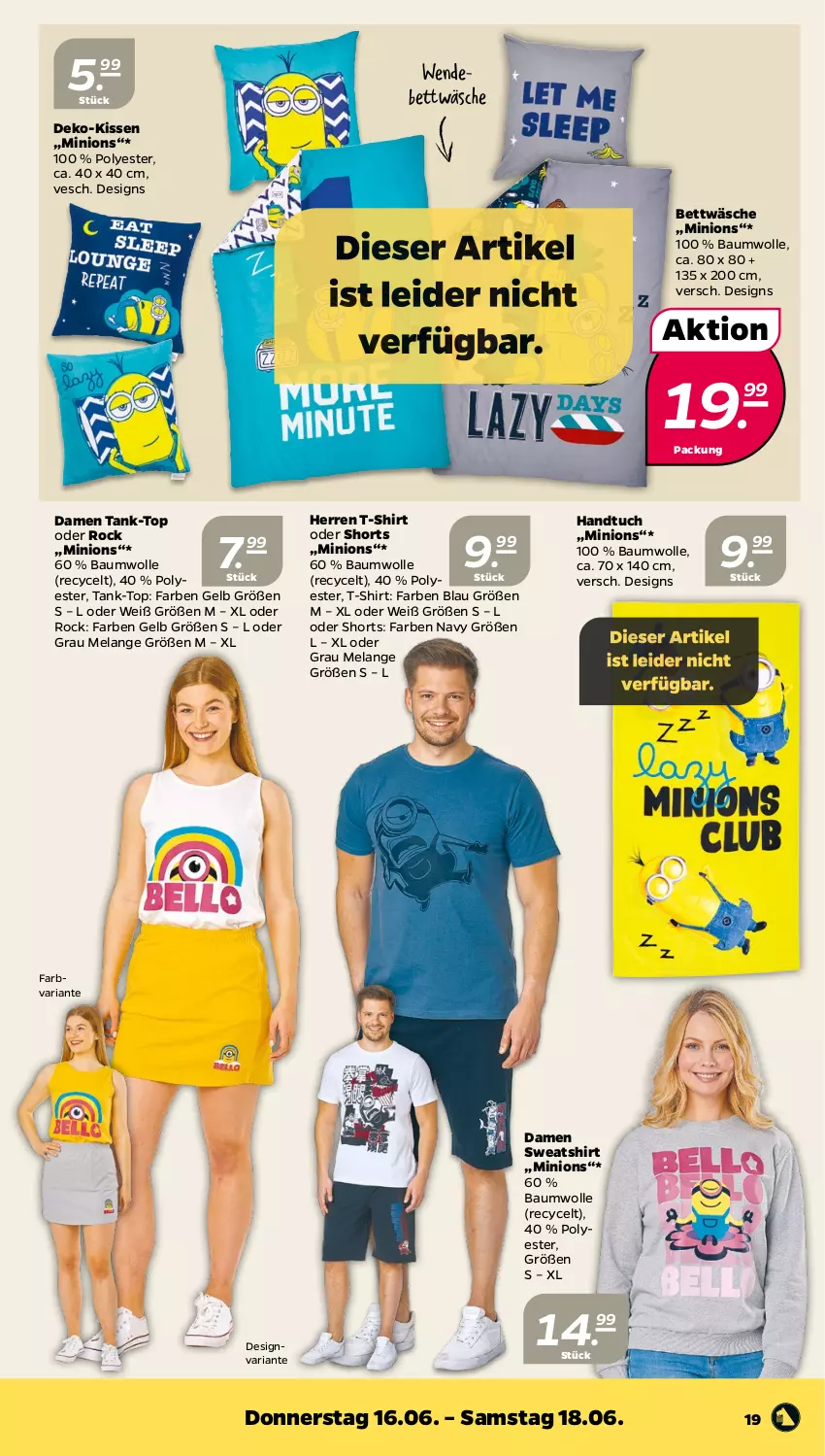 Aktueller Prospekt Netto - Angebote ab Montag - von 13.06 bis 18.06.2022 - strona 19 - produkty: Bau, baumwolle, bett, bettwäsche, Elan, handtuch, kissen, Ria, shirt, shorts, Sweatshirt, T-Shirt, Ti, tuc, wendebettwäsche, wolle