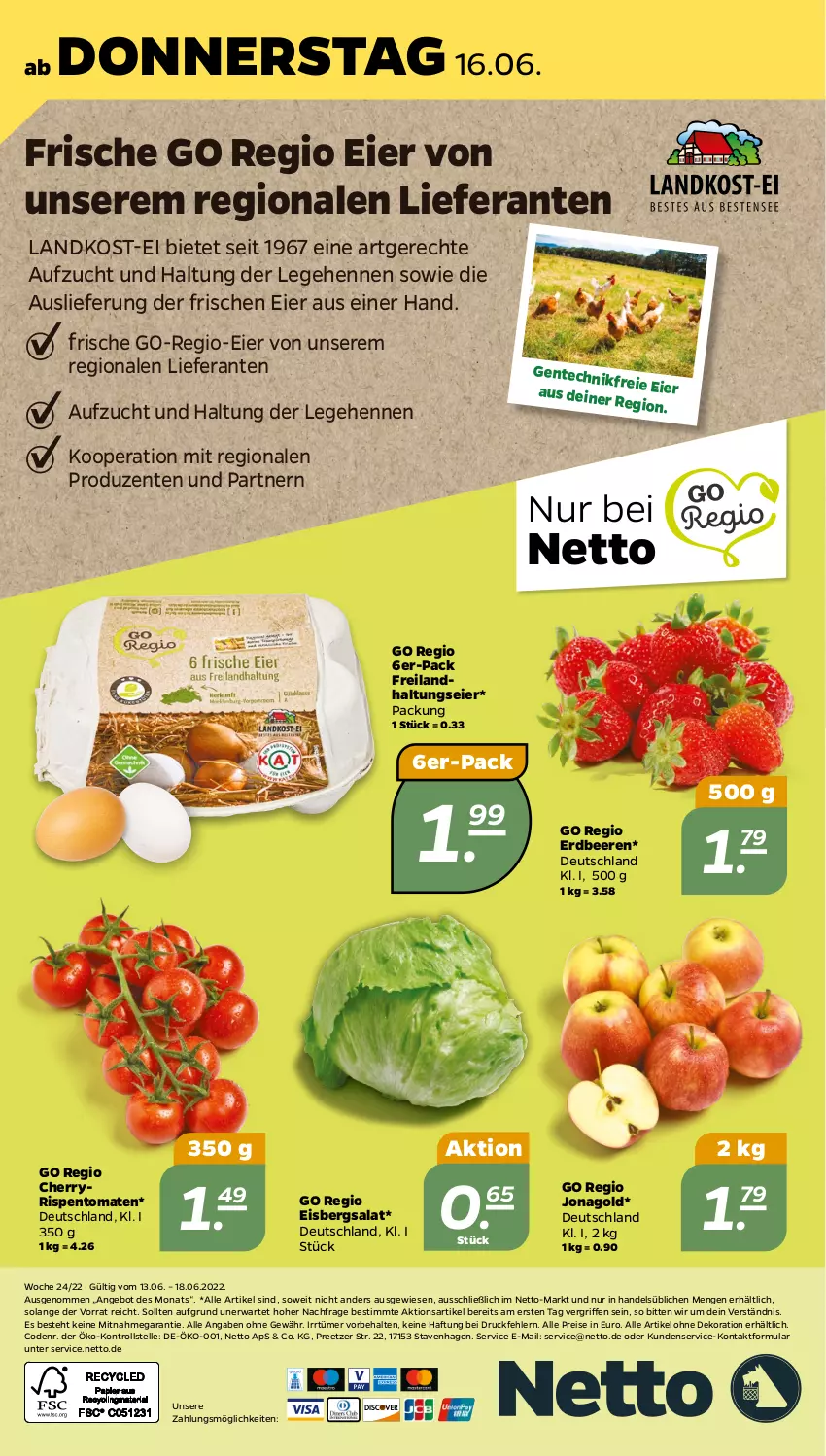 Aktueller Prospekt Netto - Angebote ab Montag - von 13.06 bis 18.06.2022 - strona 28 - produkty: alle artikel ohne dekoration, angebot, beere, beeren, dekoration, eier, eis, eisbergsalat, elle, ente, erdbeere, erdbeeren, ndk, reis, rispentomaten, salat, Ti, tomate, tomaten