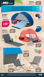 Gazetka promocyjna Netto - Angebote ab Montag - Gazetka - ważna od 18.06 do 18.06.2022 - strona 10 - produkty: auer, Ria, sonnenschutz, strandmatte, stuhl, Tasche, Ti, tragetasche, Windschutz, Zelt, ZTE