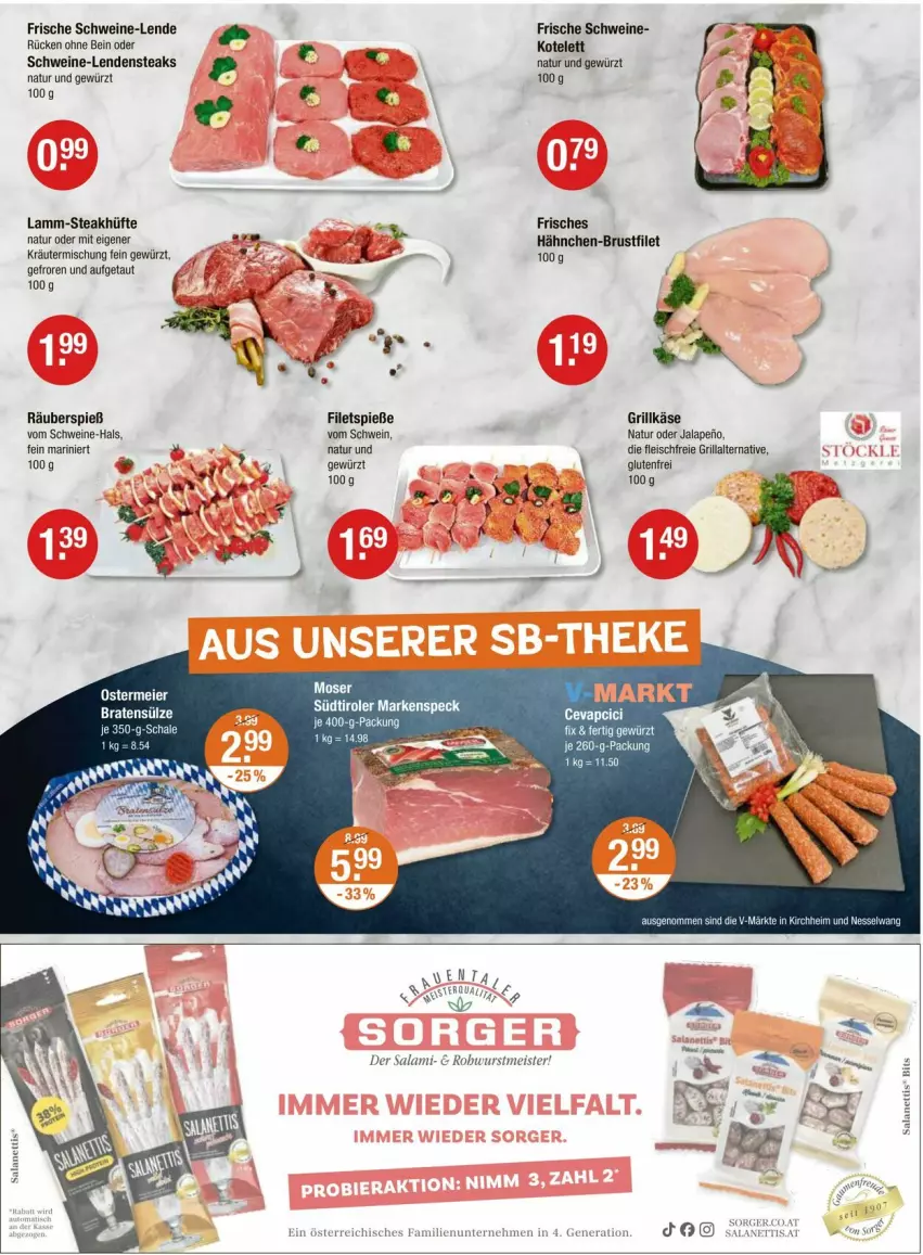 Aktueller Prospekt Vmarkt - Prospekte - von 26.06 bis 02.07.2025 - strona 3 - produkty: braten, brustfilet, eier, eis, filet, filets, fleisch, gewürz, grill, Grillkäse, hähnchen-brustfilet, Käse, kotelett, kräuter, Kräutermischung, lamm, Meister, natur, Rohwurst, salami, schwein, schweine, Speck, steak, steakhüfte, steaks, südtiroler, Ti, wein, weine, wurst