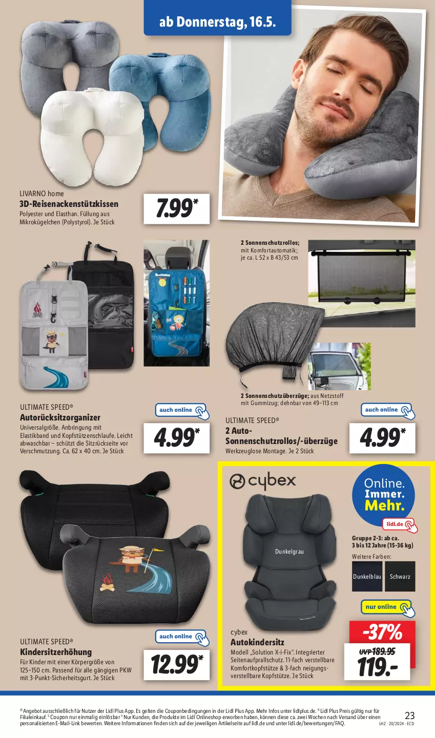 Aktueller Prospekt Lidl - Aktionsprospekt - von 13.05 bis 18.05.2024 - strona 27 - produkty: angebot, asti, auto, coupon, dell, eis, Kinder, Kindersitz, kissen, kopfstütze, LG, Mode, nackenstützkissen, passend für alle, Persona, reis, ring, Sitzerhöhung, sonnenschutz, spee, Ti, werkzeug