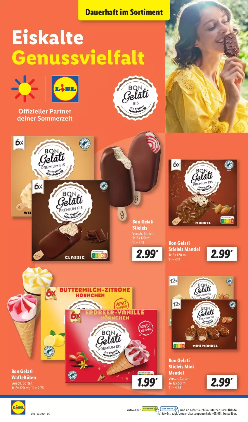 Aktueller Prospekt Lidl - Aktionsprospekt - von 13.05 bis 18.05.2024 - strona 56 - produkty: auer, Bon Gelati, eis, mandel, ndk, nuss, Schal, Schale, stieleis, Ti, Tüte