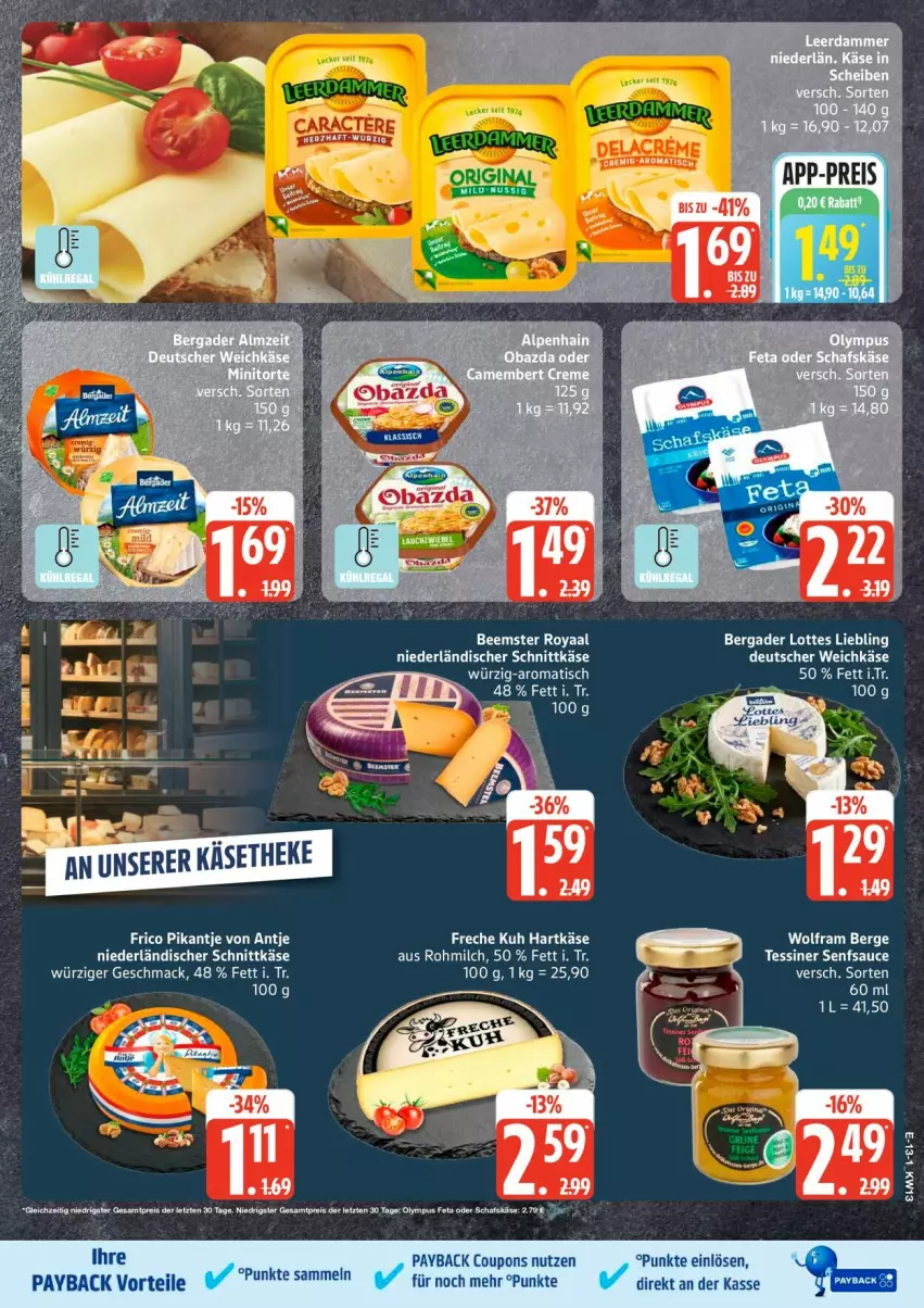 Aktueller Prospekt Edeka - Prospekte - von 23.03 bis 28.03.2026 - strona 15 - produkty: Beemster, bergader, coupon, coupons, frico, hartkäse, Käse, mac, milch, niederländischer schnittkäse, payback, schnittkäse, Ti, tisch