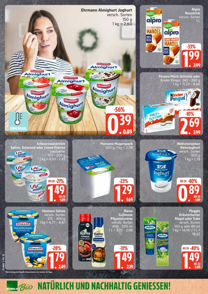 Aktueller Prospekt Edeka - Prospekte - von 23.03 bis 28.03.2026 - strona 16 - produkty: almighur, almighurt, ehrmann, ehrmann almighurt, homann, joghur, joghurt, Ti