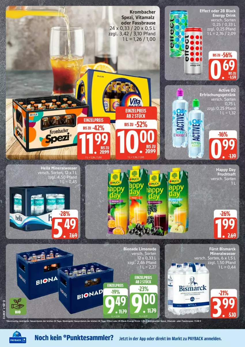 Aktueller Prospekt Edeka - Prospekte - von 23.03 bis 28.03.2026 - strona 22 - produkty: brause, fassbrause, krombache, krombacher, malz, payback, Spezi, tesa, vita, vitamalz