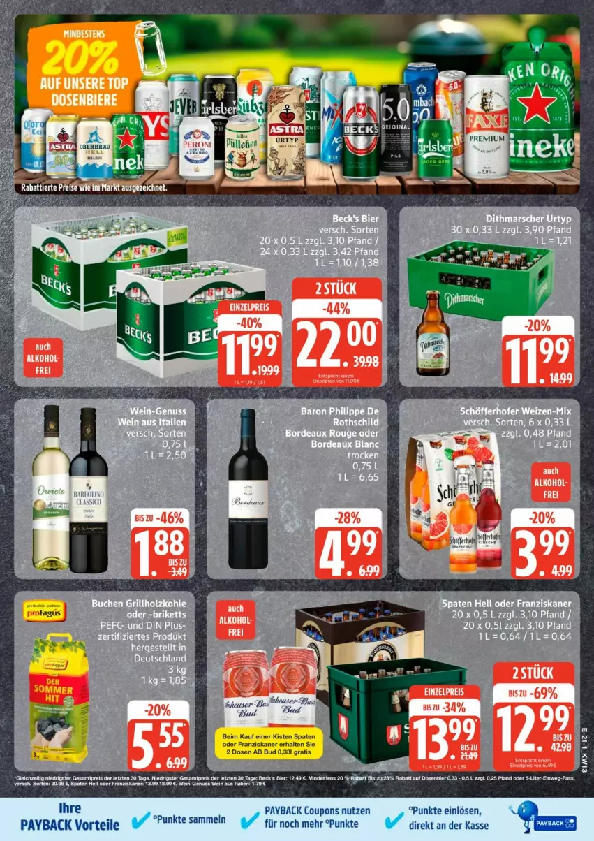 Aktueller Prospekt Edeka - Prospekte - von 23.03 bis 28.03.2026 - strona 23 - produkty: coupon, coupons, franziskaner, Heu, nuss, payback, Spaten, Ti, wein
