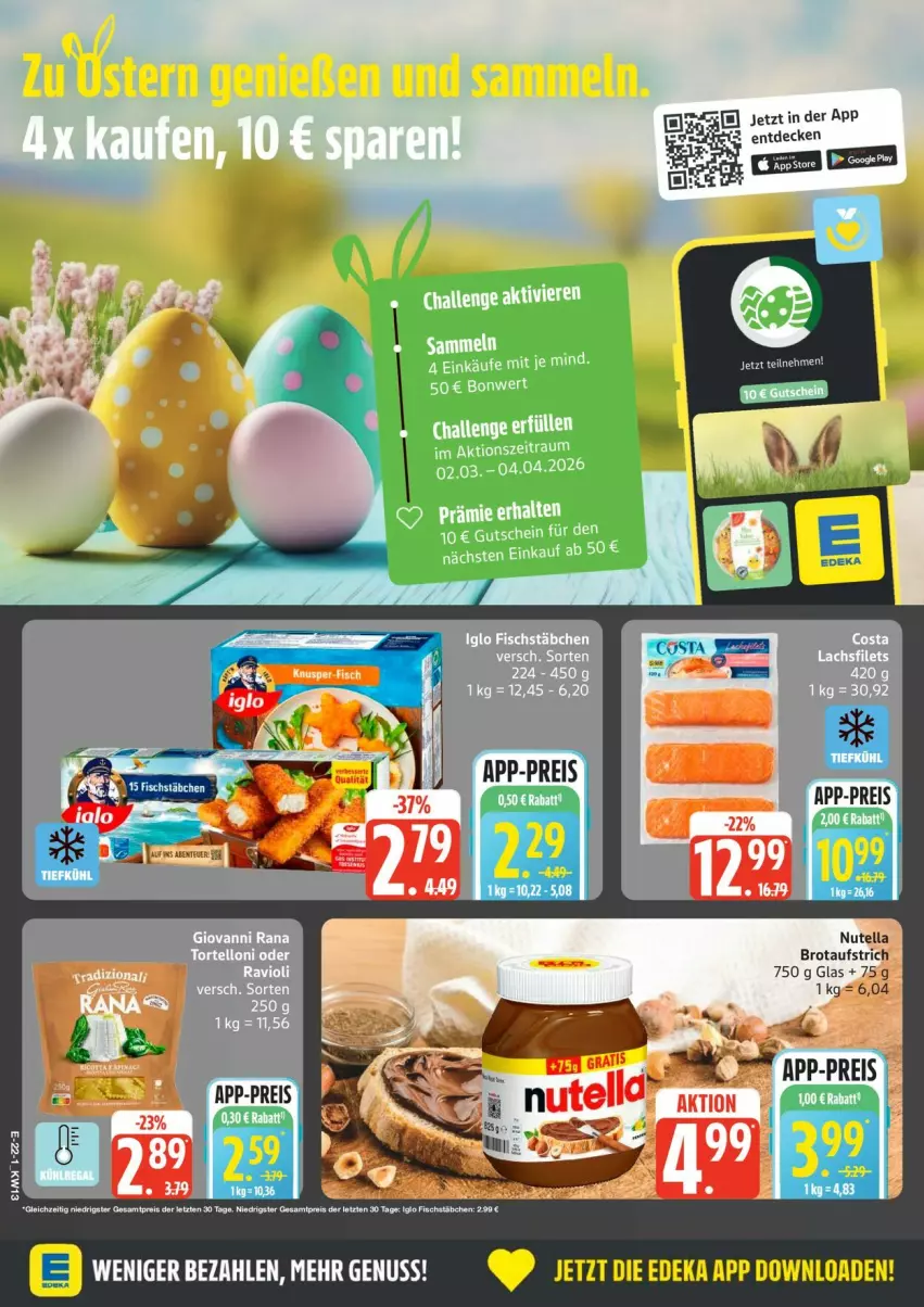 Aktueller Prospekt Edeka - Prospekte - von 23.03 bis 28.03.2026 - strona 24 - produkty: aufstrich, brot, brotaufstrich, decke, deka, eis, nutella, reis, tee, Ti