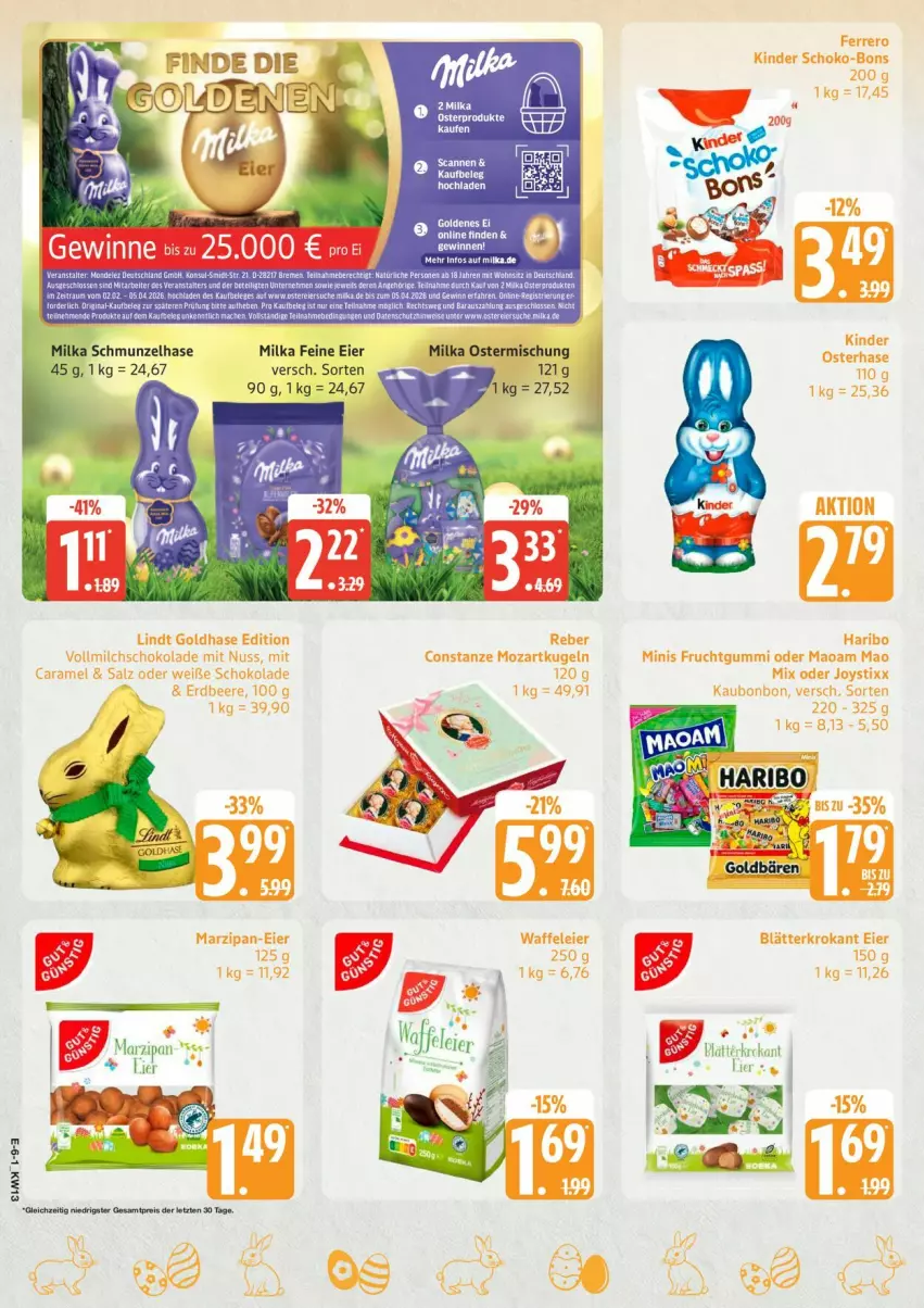 Aktueller Prospekt Edeka - Prospekte - von 23.03 bis 28.03.2026 - strona 6 - produkty: eier, eis, milka, reis, Ti, ZTE