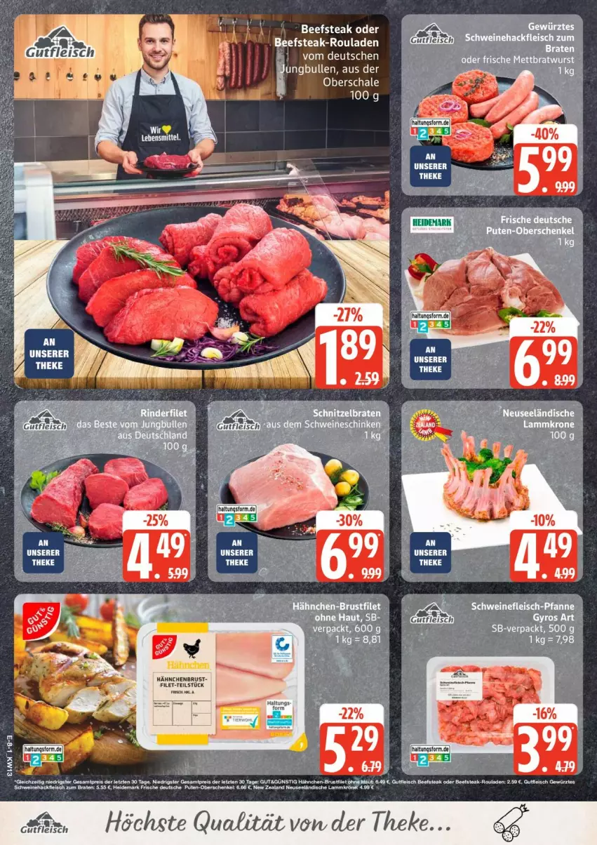 Aktueller Prospekt Edeka - Prospekte - von 23.03 bis 28.03.2026 - strona 8 - produkty: braten, brustfilet, eis, ente, filet, fisch, fische, gewürz, gyros, hähnchen-brustfilet, hähnchenbrust, henkel, krone, lamm, Lammkrone, pute, rouladen, Schal, Schale, schenkel, schwein, schweine, steak, wein, weine, ZTE