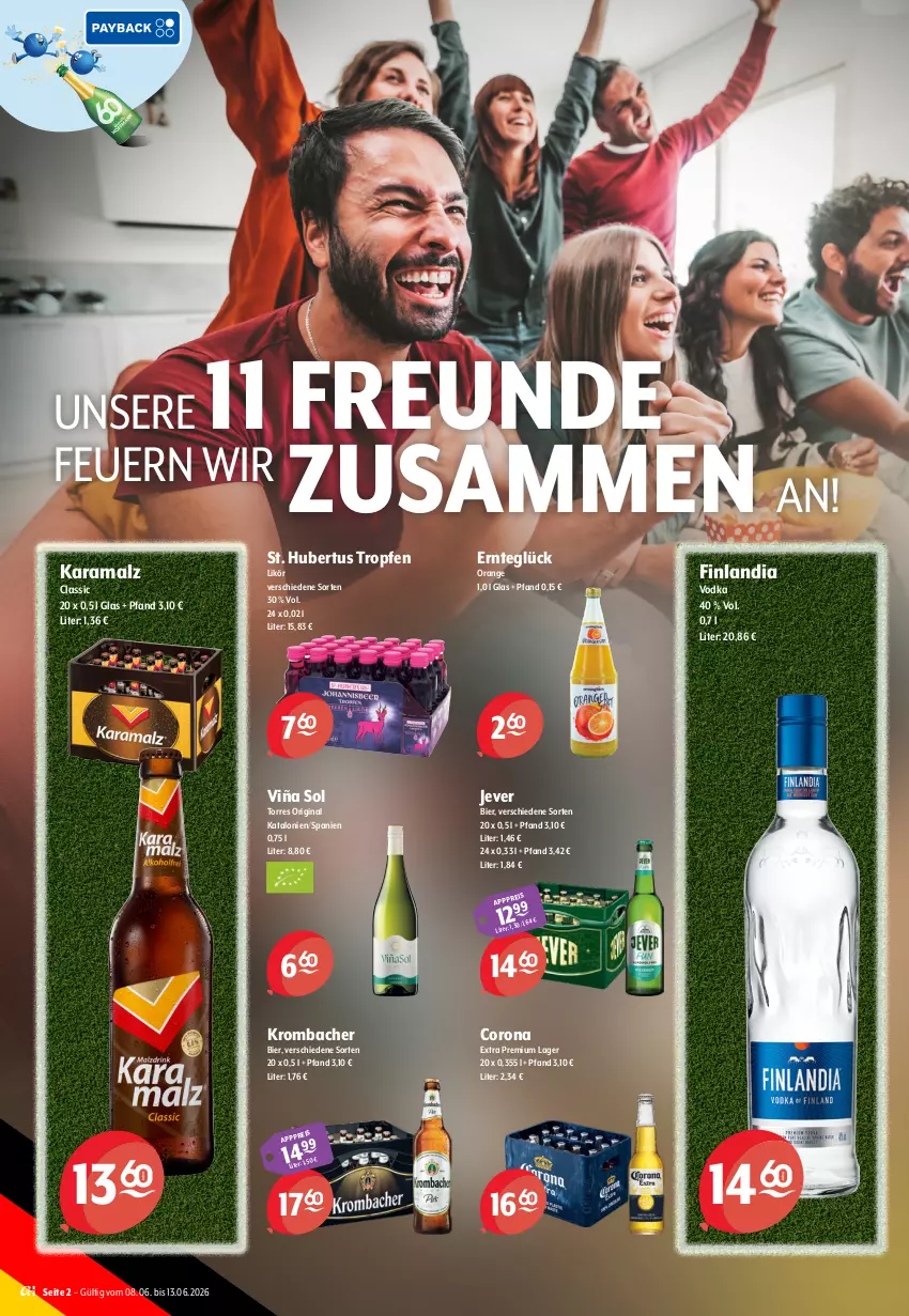 Aktueller Prospekt Getraenke Hoffmann - Prospekte - von 08.06 bis 13.06.2026 - strona 2 - produkty: bier, corona, gin, jever, karamalz, krombache, krombacher, likör, malz, orange, rama, Ti, vodka