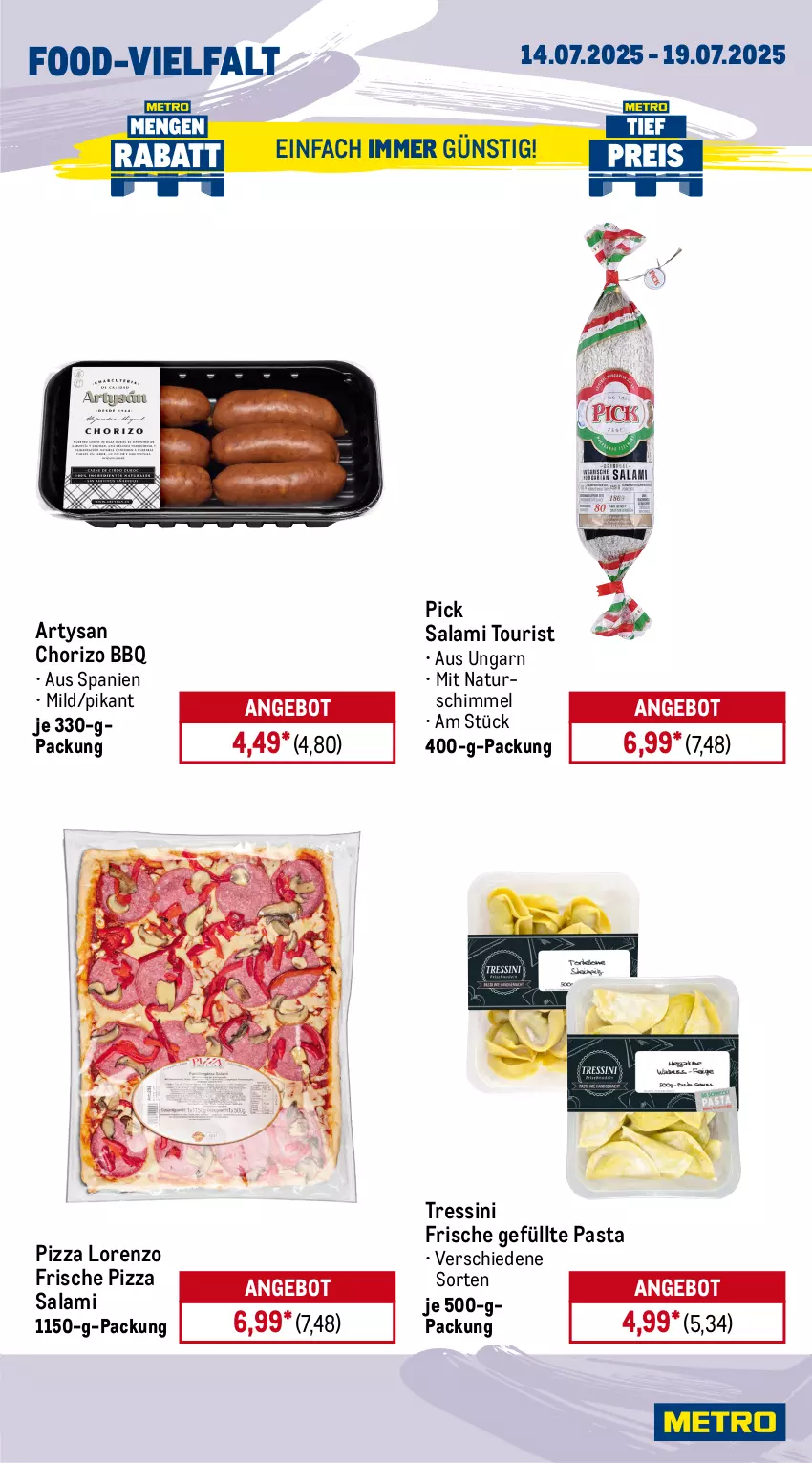 Aktueller Prospekt Metro - Wochen-Angebote - von 14.07 bis 19.07.2025 - strona 11 - produkty: angebot, arla, bärenmarke, Becher, beutel, chorizo, frische milch, géramont, Käse, lorenz, mac, milch, mozzarella, natur, pasta, pizza, rel, salami, salz, Ti, tisch, weichkäse