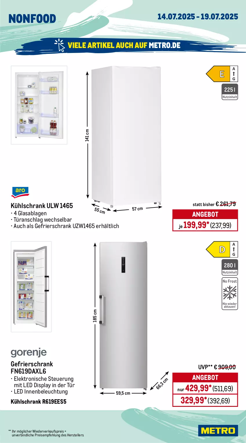 Aktueller Prospekt Metro - Wochen-Angebote - von 14.07 bis 19.07.2025 - strona 23 - produkty: angebot, auer, auto, backofen, Bau, beleuchtung, eis, Elektro, elle, garraum, gefrierschrank, induktionskochfeld, kochfeld, kühlschrank, maille, Metro, Ofen, reis, rum, Schere, Schrank, Spektrum, teller, Ti, türanschlag wechselbar