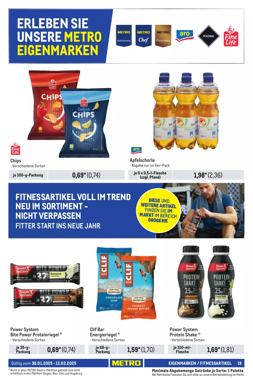 Aktueller Prospekt Metro - Händler Journal - von 30.01 bis 12.02.2025 - strona 21 - produkty: apfel, Apfelschorle, chips, flasche, getränk, getränke, Metro, metro gastro, Palette, riegel, schorle, shake, Ti