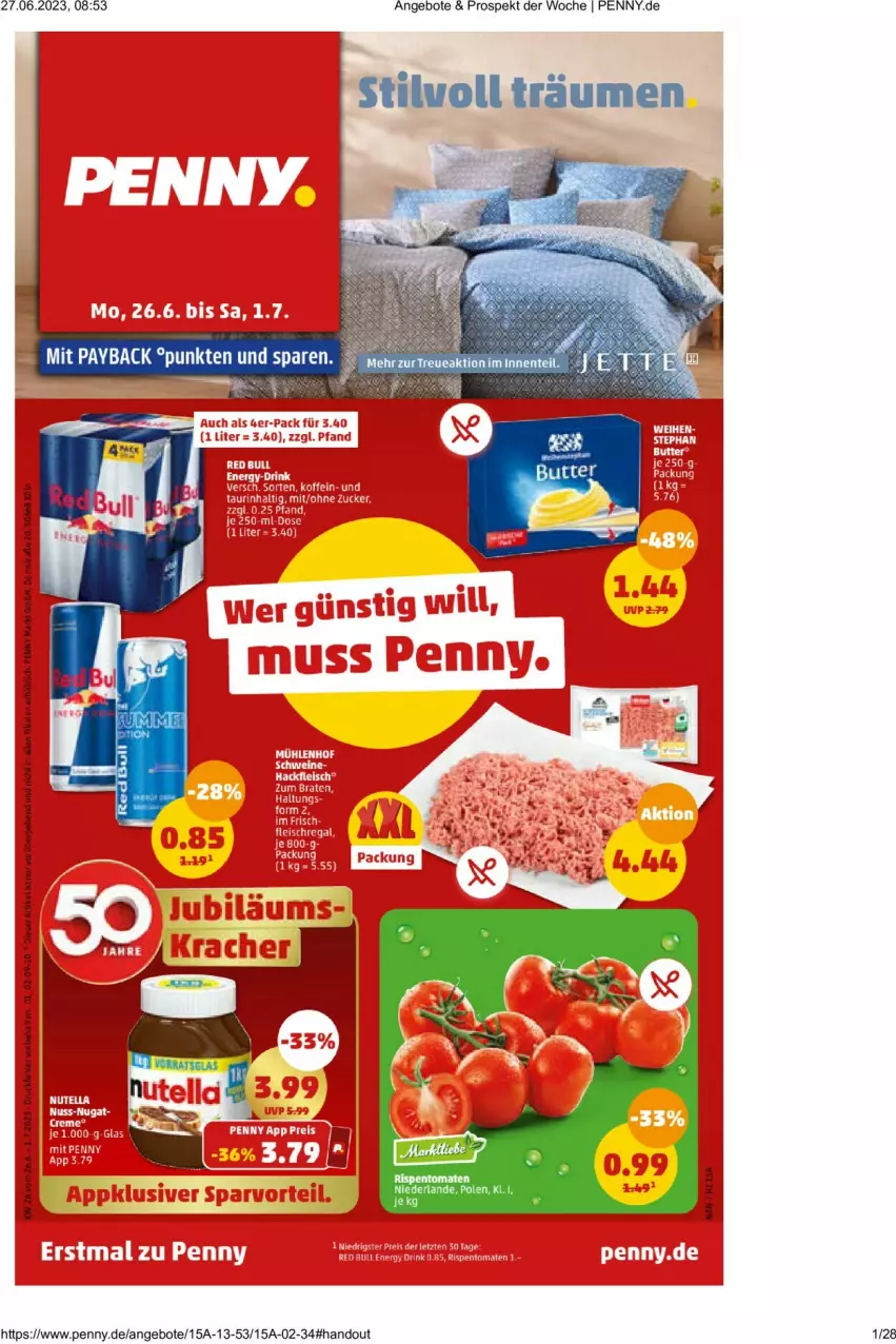 Aktueller Prospekt Penny - Prospekte - von 26.06 bis 01.07.2023 - strona 1 - produkty: angebot, angebote, rispentomaten, tomate, tomaten